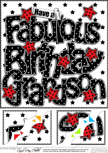 8 x 8 Have a Fabulous Birthday GRANDSON Scalloped corner Topper