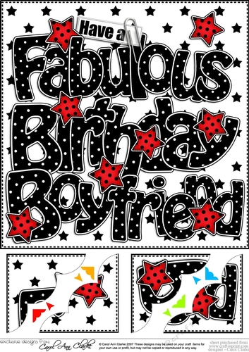 8 x 8 Have a Fabulous Birthday BOYFRIEND Scalloped corner Topper