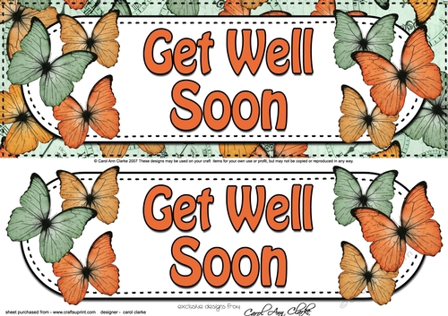 Large DL GET WELL SOON Butterflies 3D decoupage
