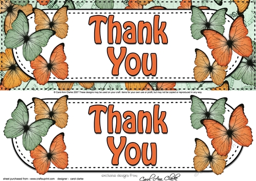 Large DL THANK YOU Butterflies 3D decoupage