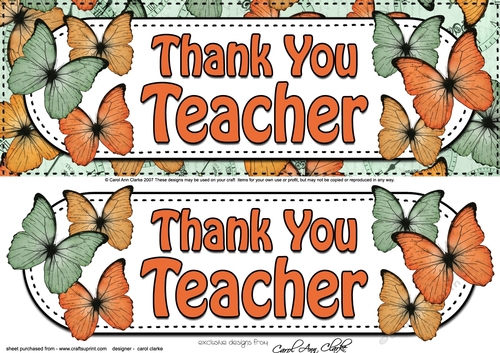 Large DL THANK YOU TEACHER Butterflies 3D decoupage
