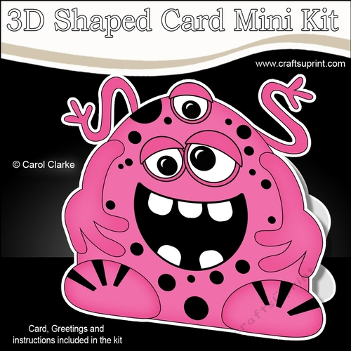 3D Shaped Card  Kit -  Cute Alien Monster Pesh