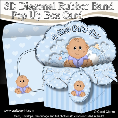 3D Diagonal Rubber Band Pop Up Box Card Kit - Cute Little Ethnic Baby Boy Kareem