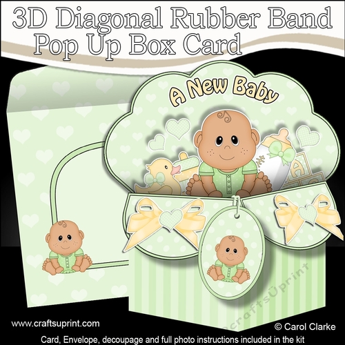 3D Diagonal Rubber Band Pop Up Box Card Kit - Cute Little Ethnic Baby Deepu