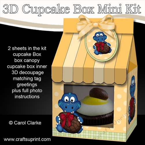 3D Mini Milk Carton Cupcake Treat Box Mini Kit - Cute Little Dino has an Easter Egg