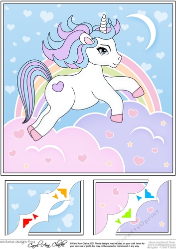 8 x 8 Cute Little Unicorn Scalloped Corner Topper  