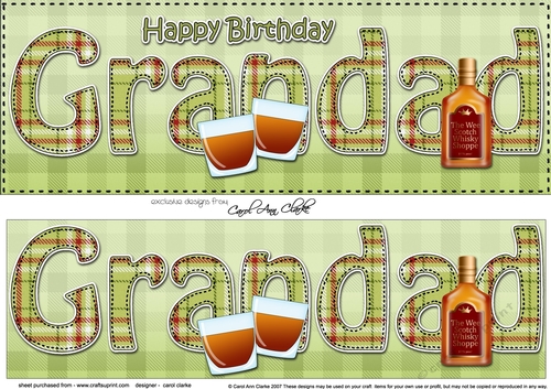 Large DL Happy Birthday GRANDAD 3D decoupage with Tartan