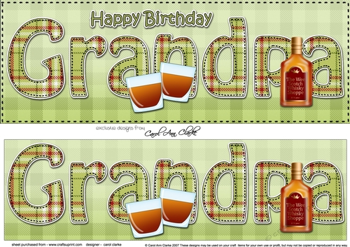 Large DL Happy Birthday GRANDPA 3D decoupage with Tartan 