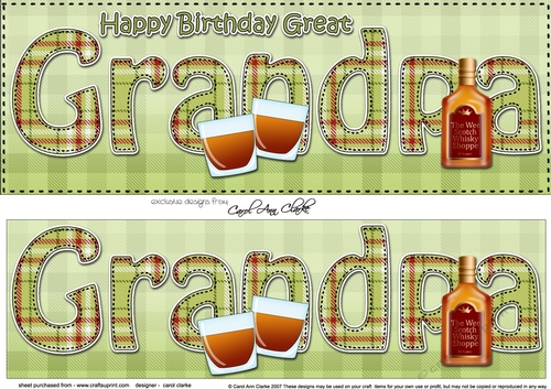Large DL Happy Birthday GREAT GRANDPA 3D decoupage with Tartan 