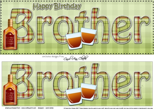 Large DL Happy Birthday BROTHER 3D decoupage with Tartan 