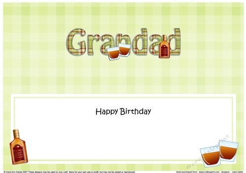Large DL Happy Birthday GRANDAD insert with Tartan