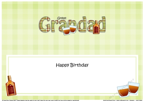 Large DL Happy Birthday GREAT GRANDAD insert with Tartan