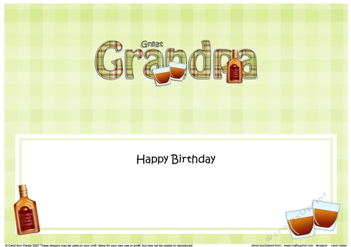 Large DL Happy Birthday GREAT GRANDPA insert with Tartan
