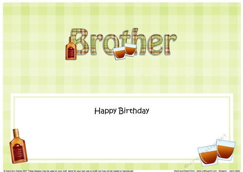 Large DL Happy Birthday BROTHER insert with Tartan