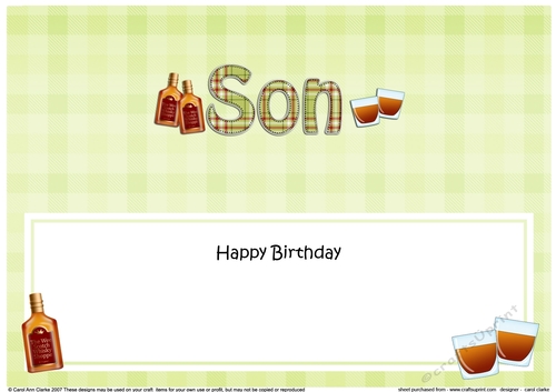 Large DL Happy Birthday SON insert with Tartan
