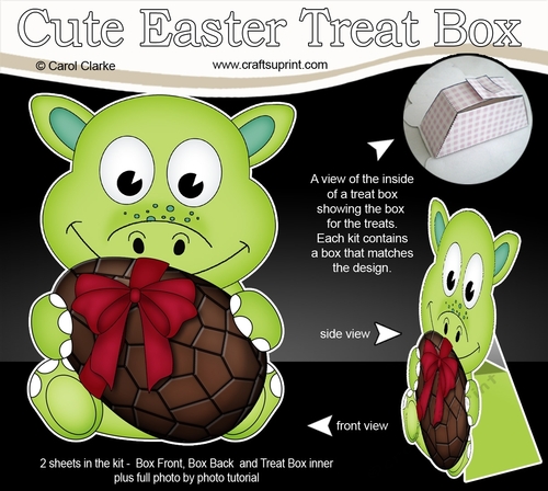 3D Easter Treat Box Mini Kit - Cute Little Dino has an Easter Egg