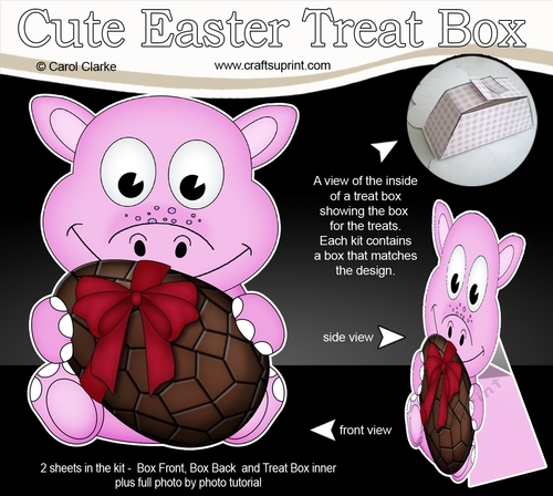 3D Easter Treat Box Mini Kit - Cute Little Dino has an Easter Egg