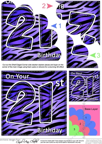 Fun Zebra striped 21st Birthday Shell Edged Stacker
