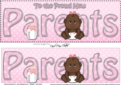 Large DL Ethnic New Baby TO THE PROUD NEW PARENTS 3D decoupage