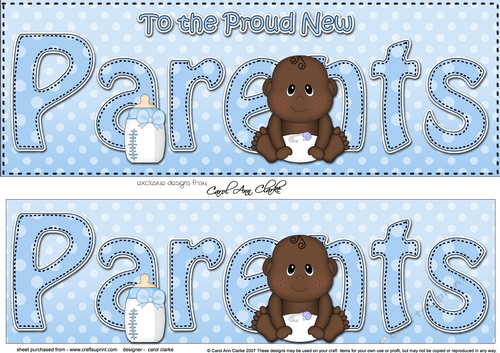 Large DL Ethnic New Baby TO THE PROUD NEW PARENTS 3D decoupage