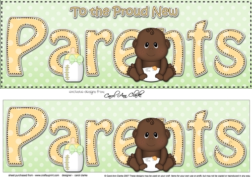 Large DL Ethnic New Baby TO THE PROUD NEW PARENTS 3D decoupage