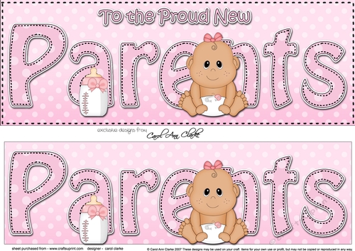 Large DL Ethnic New Baby TO THE PROUD NEW PARENTS 3D decoupage