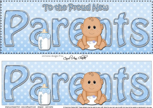 Large DL Ethnic New Baby TO THE PROUD NEW PARENTS 3D decoupage