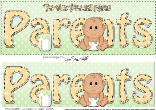 Large DL Ethnic New Baby TO THE PROUD NEW PARENTS 3D decoupage