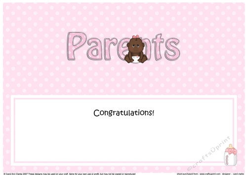Large DL Ethnic New Baby TO THE PROUD NEW PARENTS insert