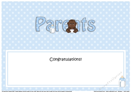 Large DL Ethnic New Baby TO THE PROUD NEW PARENTS insert