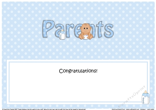 Large DL Ethnic New Baby TO THE PROUD NEW PARENTS insert