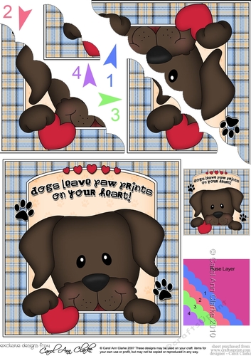 Scalloped Corner Stacker - Dogs Leave Paw Prints - Chocolate Labrador Dog Chip