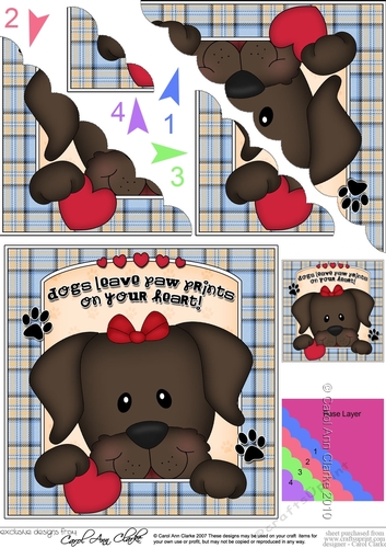 Scalloped Corner Stacker - Dogs Leave Paw Prints - Chocolate Labrador Dog Velvet 