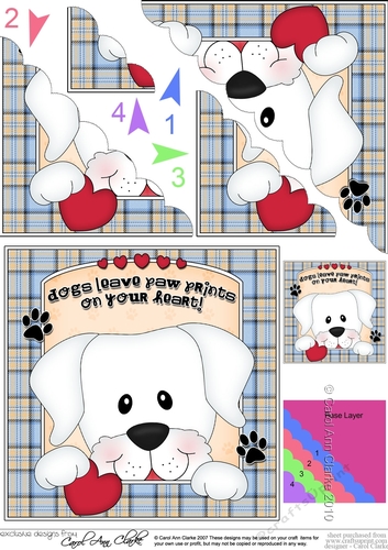 Scalloped Corner Stacker - Dogs Leave Paw Prints - White Labrador Dog Dash