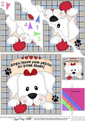 Scalloped Corner Stacker - Dogs Leave Paw Prints - White Labrador Dog Dinky