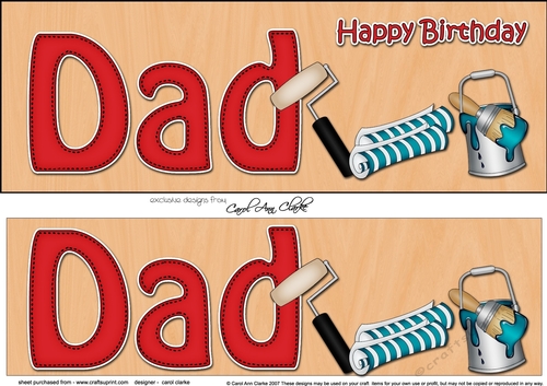 Large DL Happy Birthday DAD 3D decoupage with Decorating