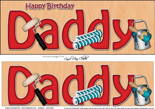 Large DL Happy Birthday DADDY 3D decoupage with Decorating