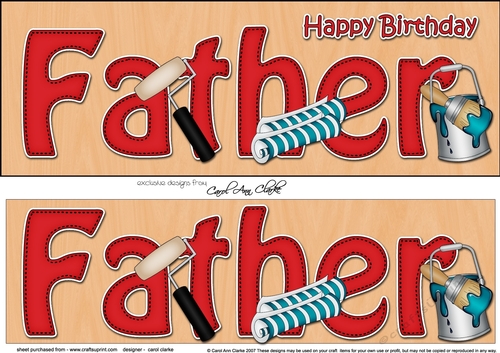 Large DL Happy Birthday FATHER 3D decoupage with Decorating
