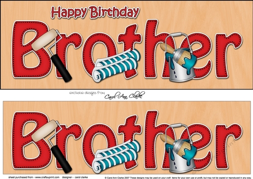Large DL Happy Birthday BROTHER 3D decoupage with Decorating
