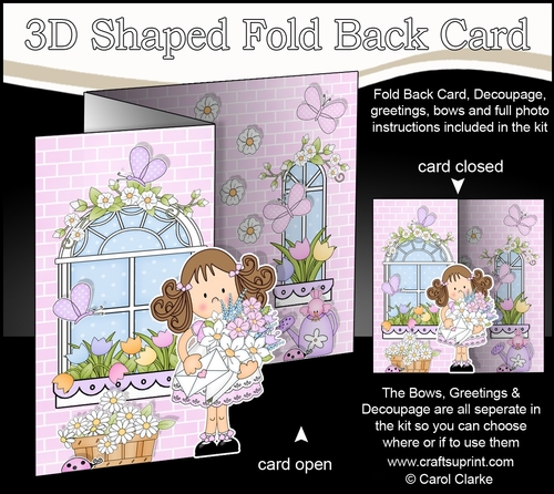 3D Shaped No-Hole Fold Back Mini Kit -  Country Cottage Girlz Zoe has a Bouquet of Roses