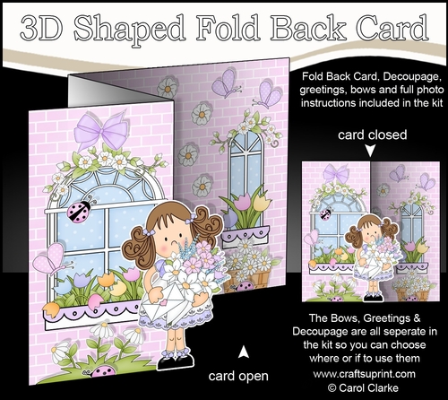 3D Shaped No-Hole Fold Back Mini Kit -  Country Cottage Girlz Zoe has a Bouquet of Roses