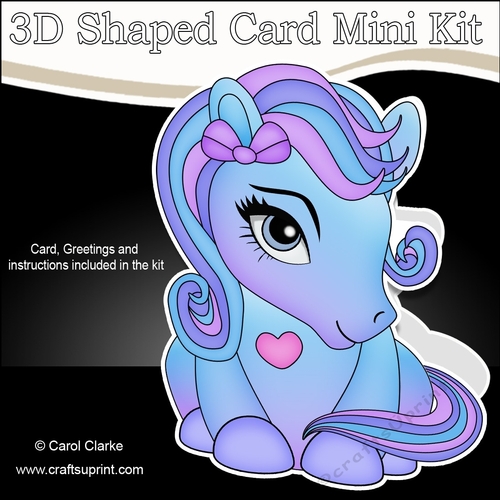 3D Shaped Card Mini Kit - Cute Little Pony Carousel 