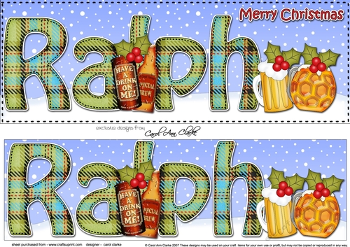 Large DL Merry Christmas RALPH 3D decoupage 