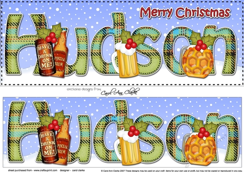 Large DL Merry Christmas HUDSON 3D decoupage 