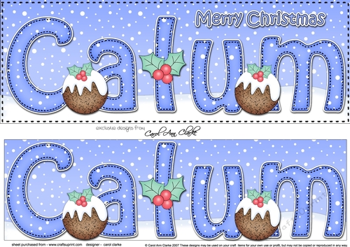 Large DL Merry Christmas CALUM 3D decoupage 