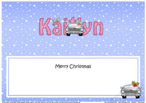 Large DL Merry Christmas KAITLYN insert