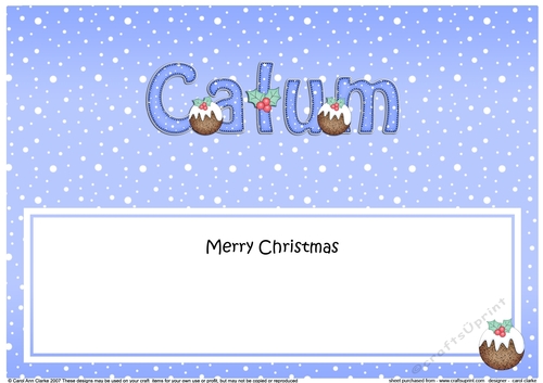 Large DL Merry Christmas CALUM insert
