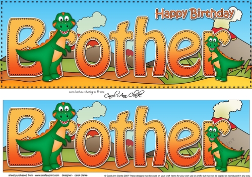 Large DL Happy Birthday BROTHER 3D decoupage with Dinosaurs