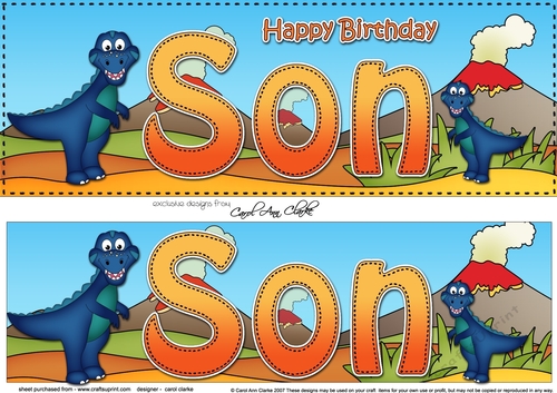Large DL Happy Birthday SON 3D decoupage with Dinosaurs