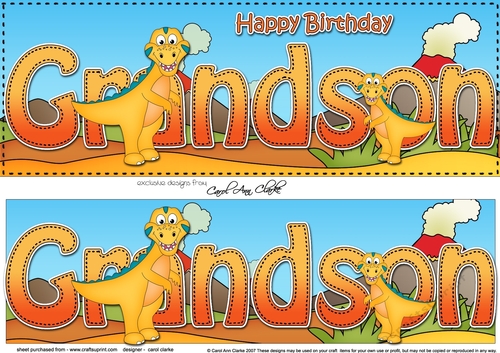 Large DL Happy Birthday GRANDSON 3D decoupage with Dinosaurs